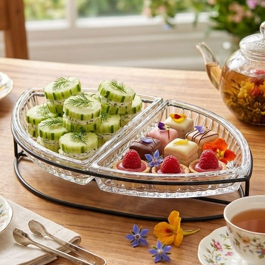 2-Section Glass Platter