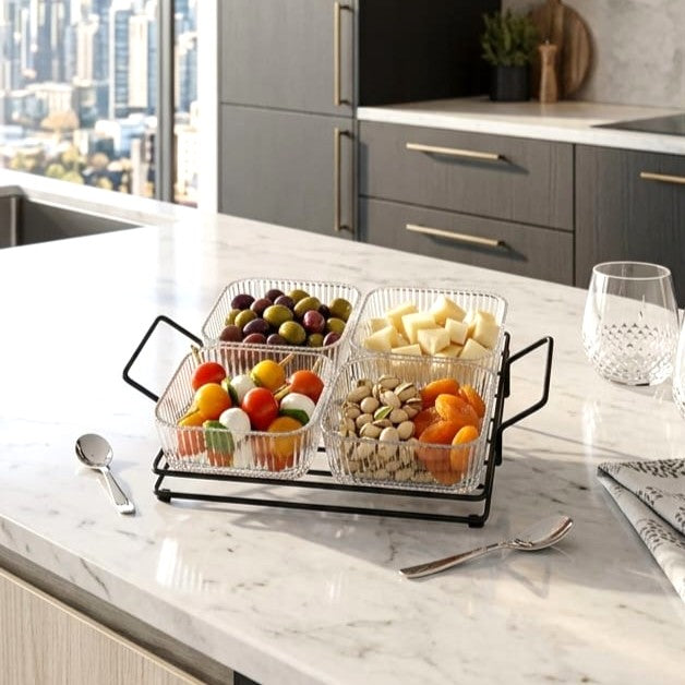 4-Section Snack Platter with Handle