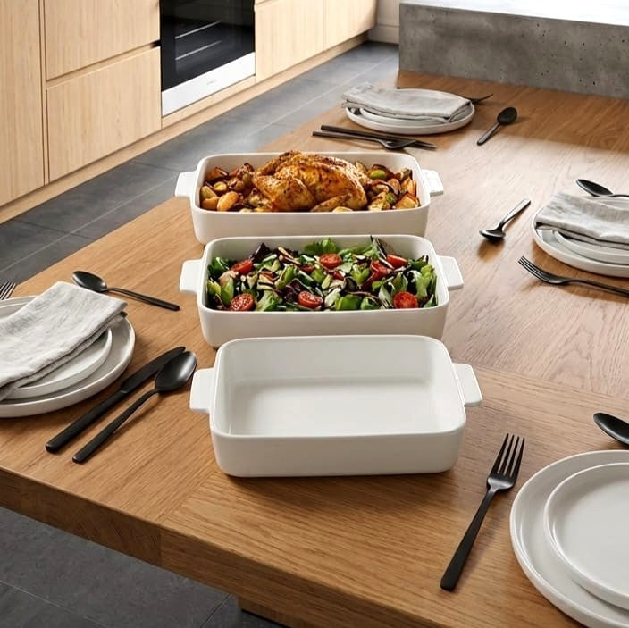 3-Pc Porcelain Casserole Set
