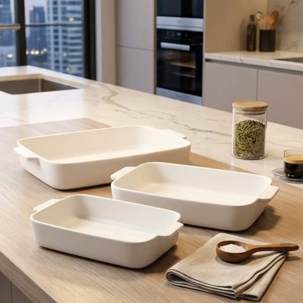 3-Pc Porcelain Casserole Set