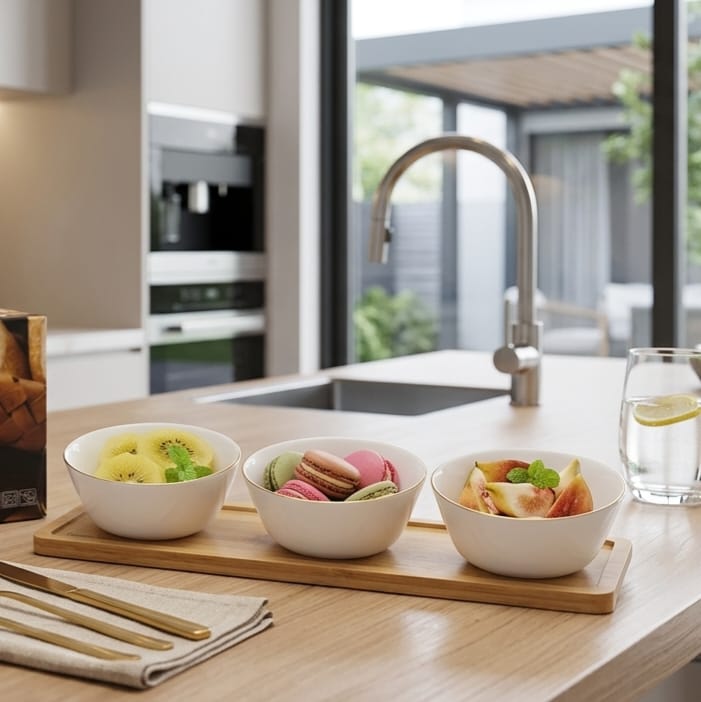 Bamboo Platter with 3 Bowls