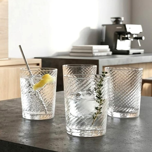 373ml Textured Glass Set of 4