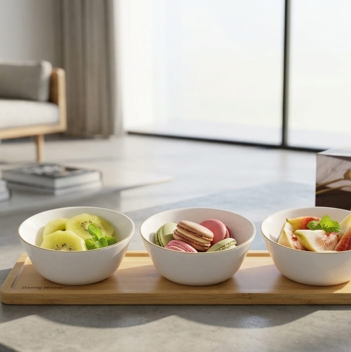 Bamboo Platter with 3 Bowls
