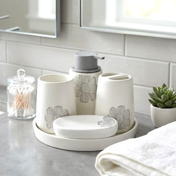 5-Pc Bathroom Set with Tray