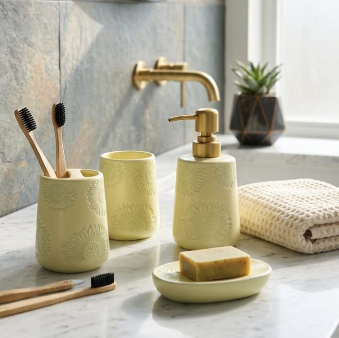 4-Pc Bathroom Set Patterned Flower