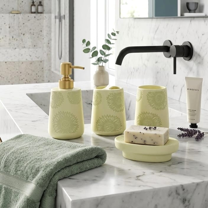 4-Pc Bathroom Set Patterned Flower