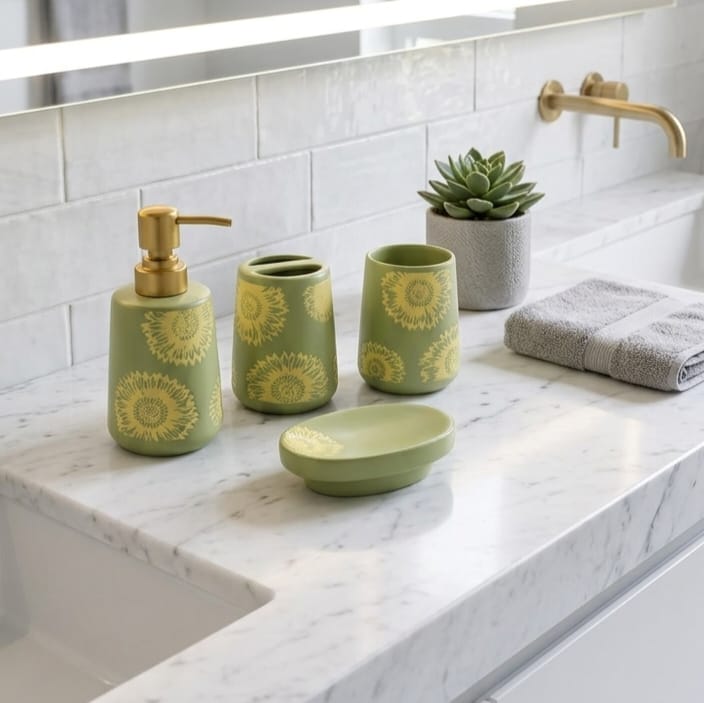 4-Pc Bathroom Set Patterned Flower