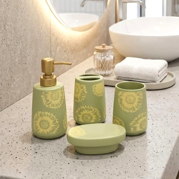 4-Pc Bathroom Set Patterned Flower