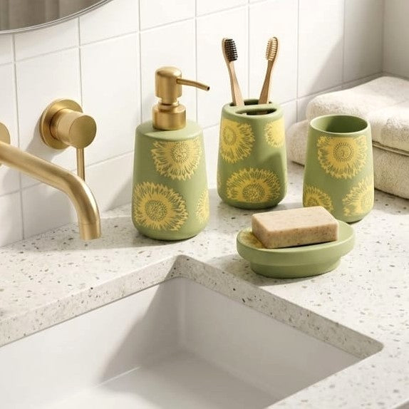 4-Pc Bathroom Set Patterned Flower