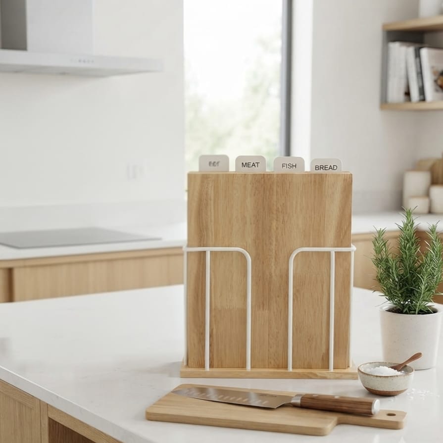 Set of 4 Chopping Boards with Stand