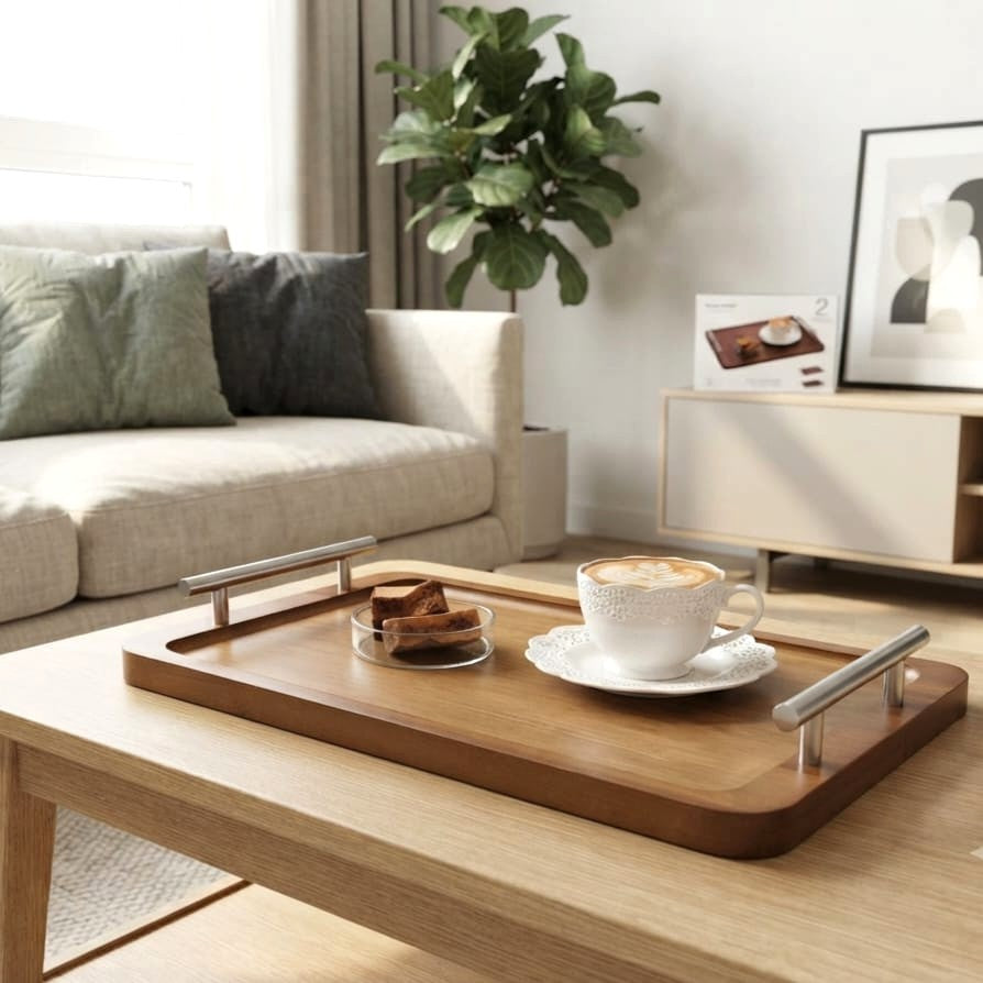 Set of 2 Bamboo Trays