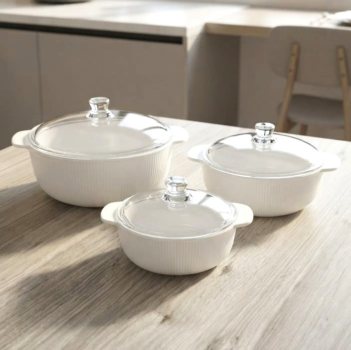 Set of 3 Glass Dish with Lid