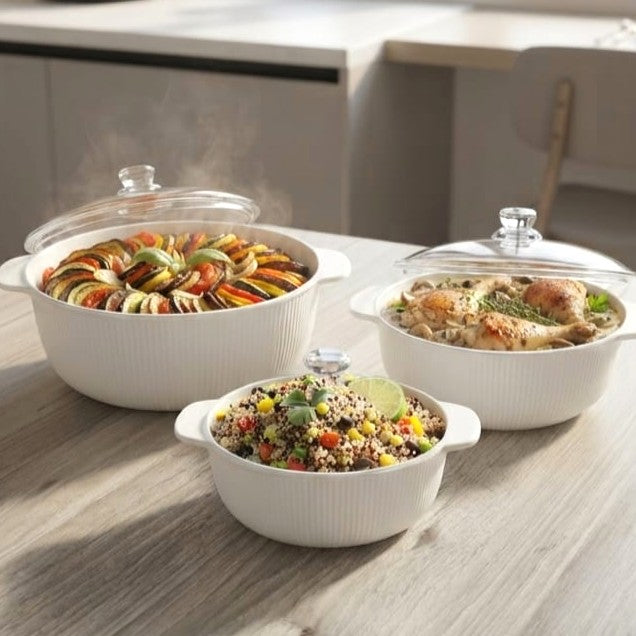 Set of 3 Glass Dish with Lid