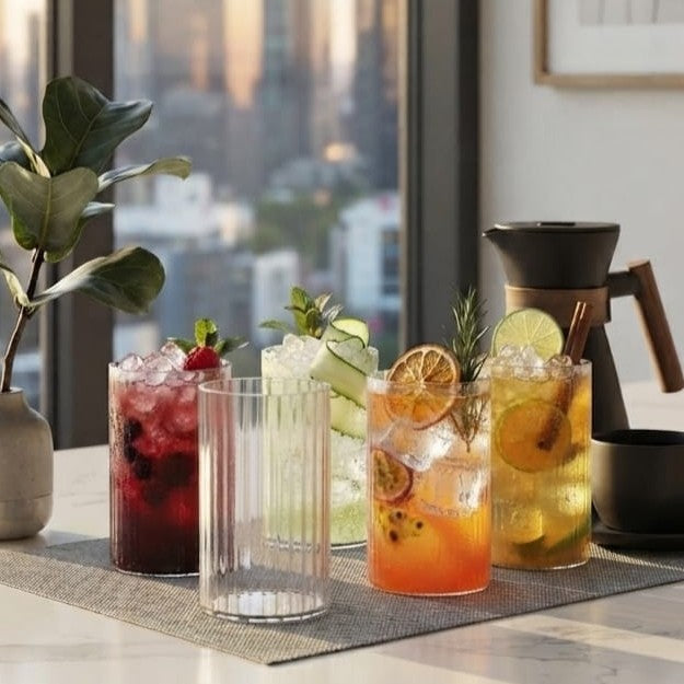 Lined Glass Set of 4