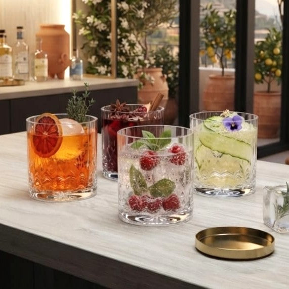Lined Glass Set of 4