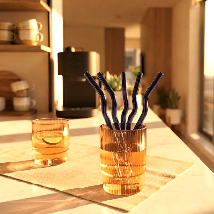 Wriggly Glass Straw Set of 6
