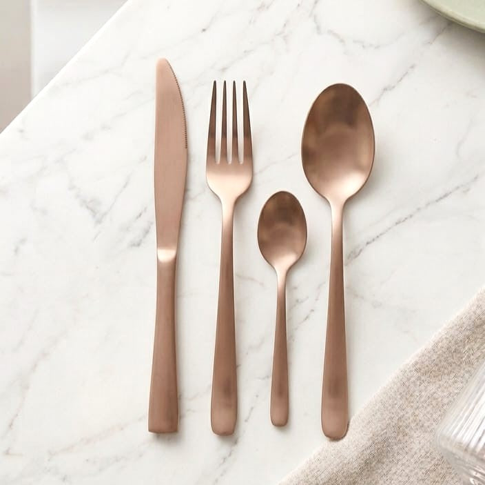 24-Pc Cutlery Set Matt Rose Gold
