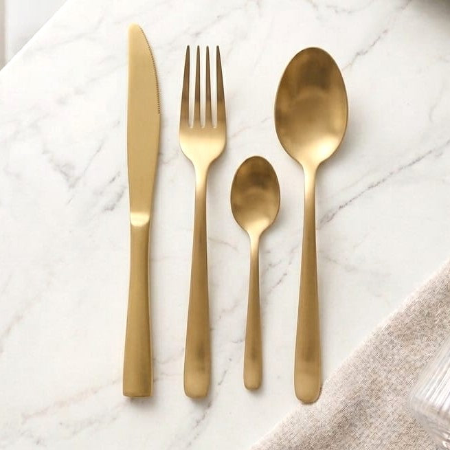 24-Pc Cutlery Set Matt Gold