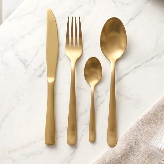 24-Pc Cutlery Set Matt Gold