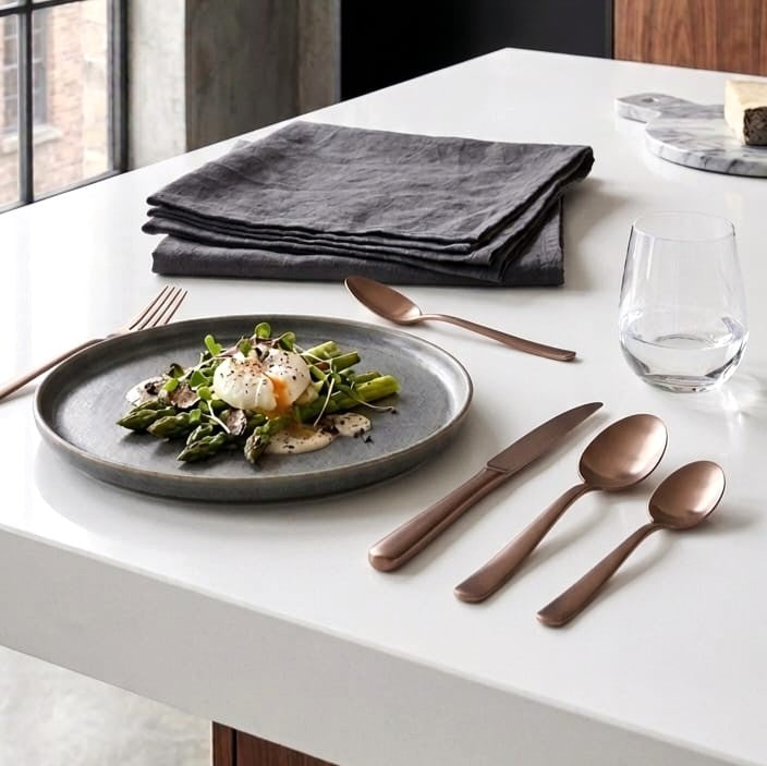 24-Pc Cutlery Set Matt Rose Gold