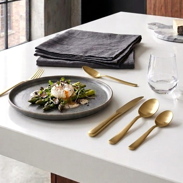 24-Pc Cutlery Set Matt Gold