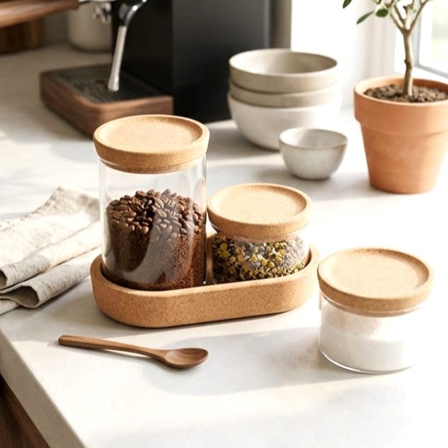 Set of 3 Jars with Platter