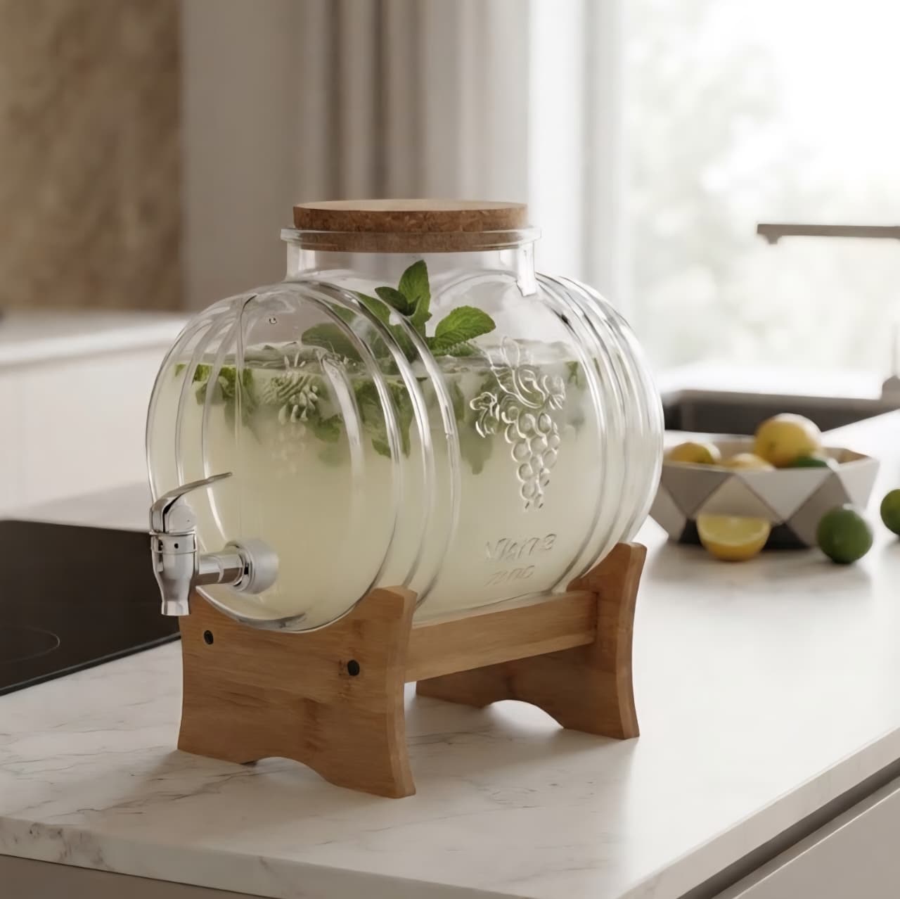 Glass Barrel Dispenser with Stand