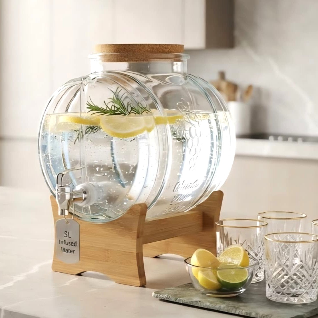 Glass Barrel Dispenser with Stand