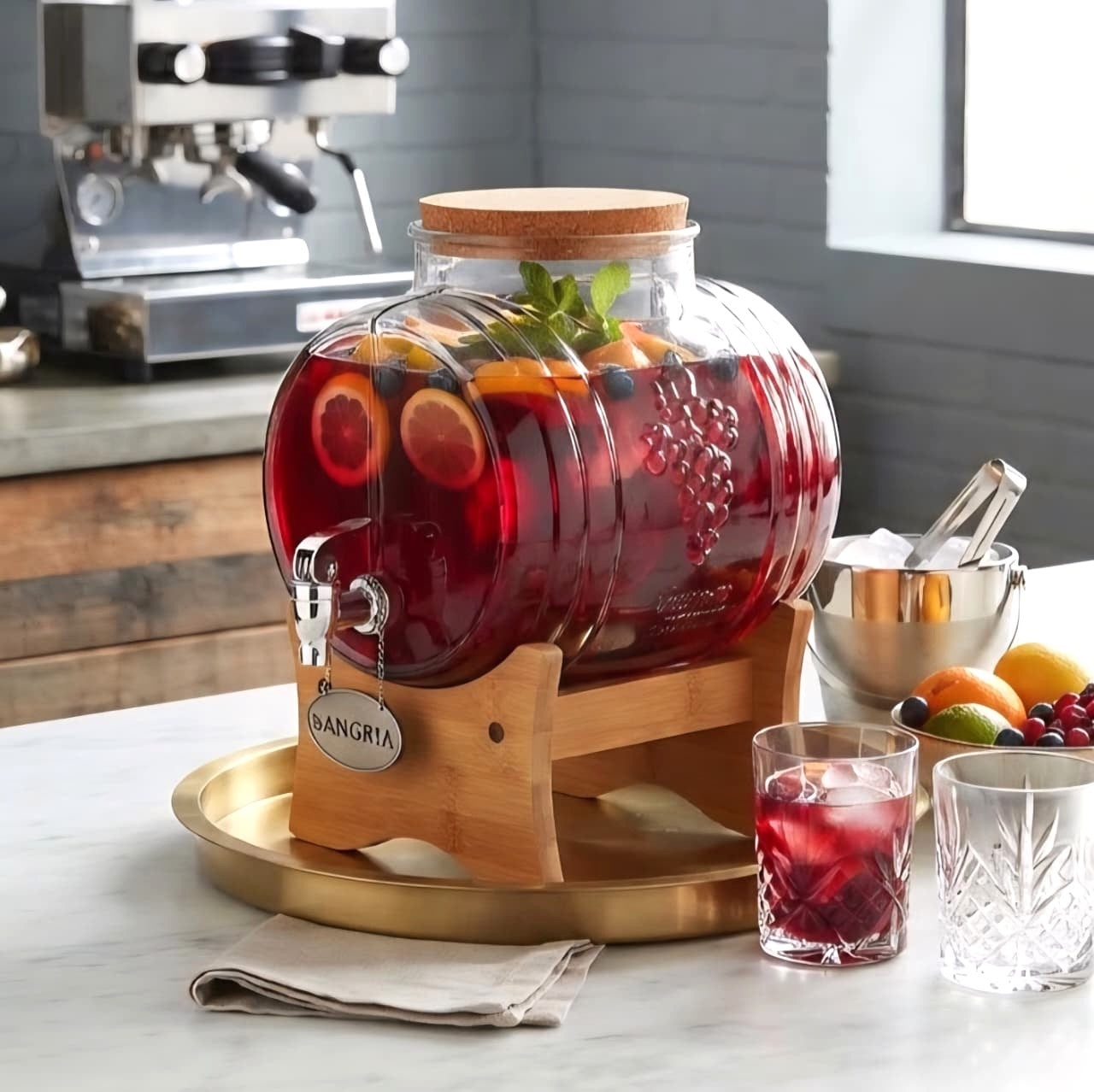 Glass Barrel Dispenser with Stand