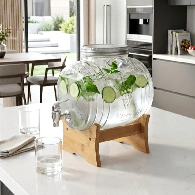 Glass Barrel Dispenser with Stand