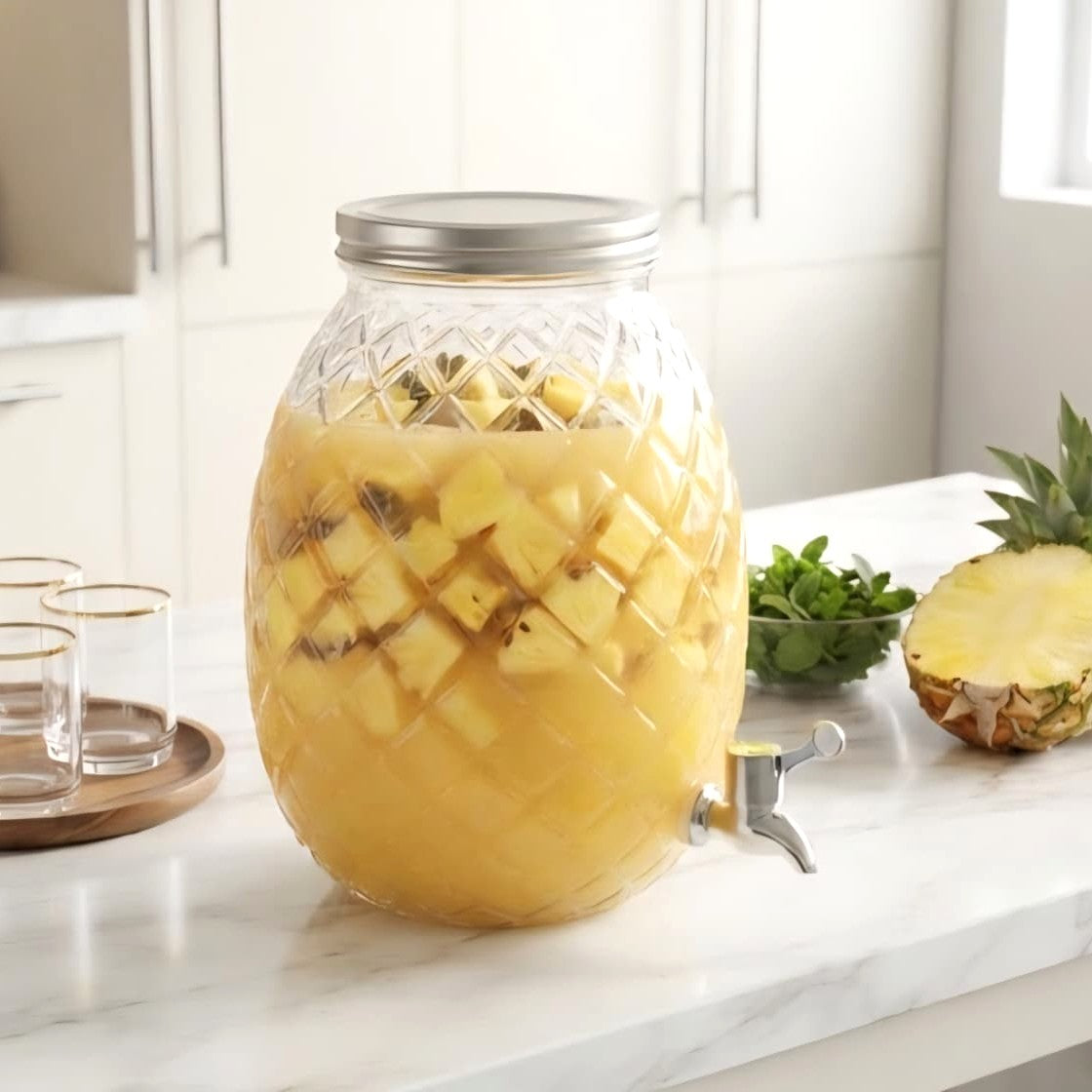 4L Pineapple Shaped Glass Dispenser