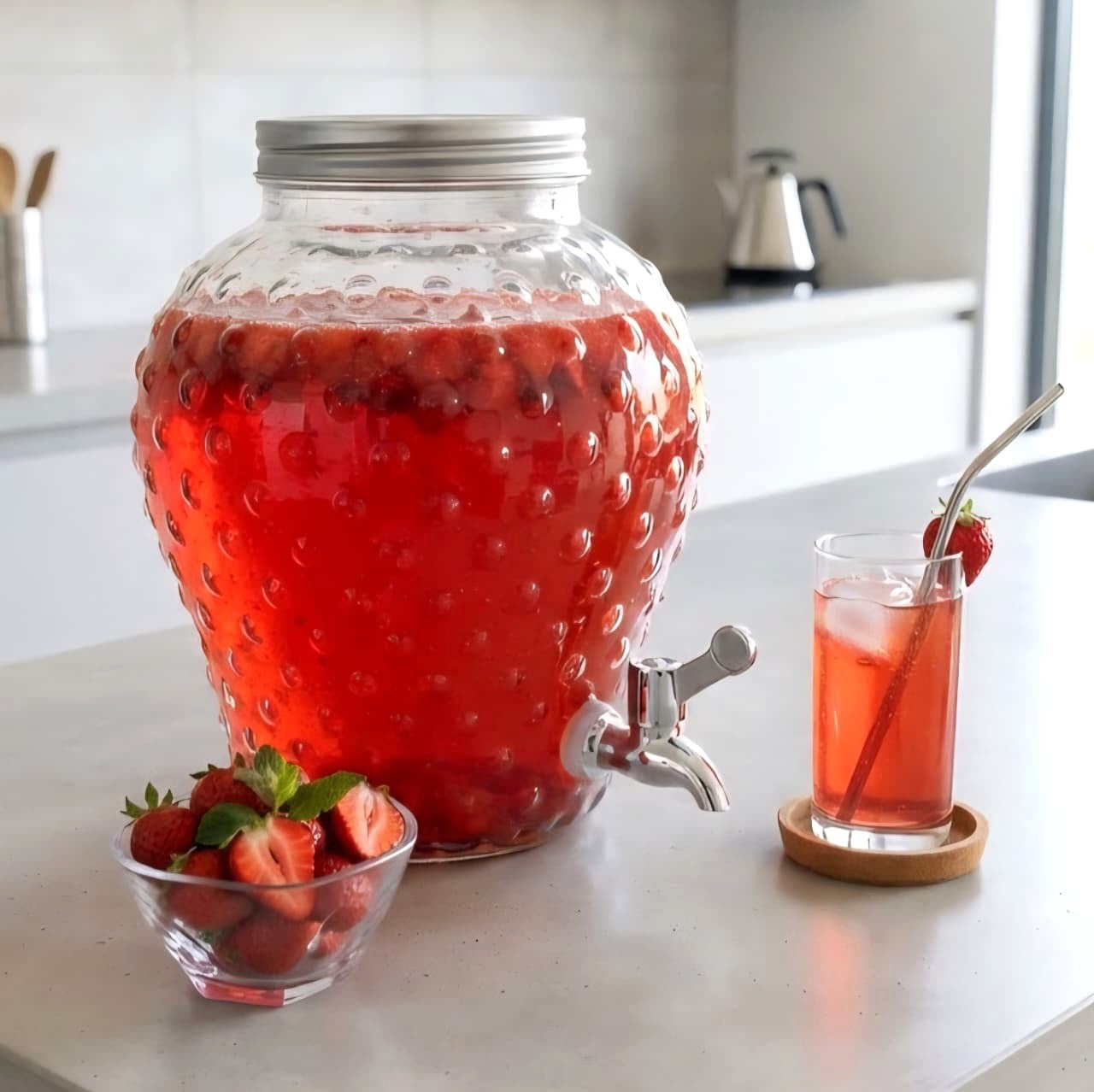 4L Strawberry Shaped Glass Dispenser