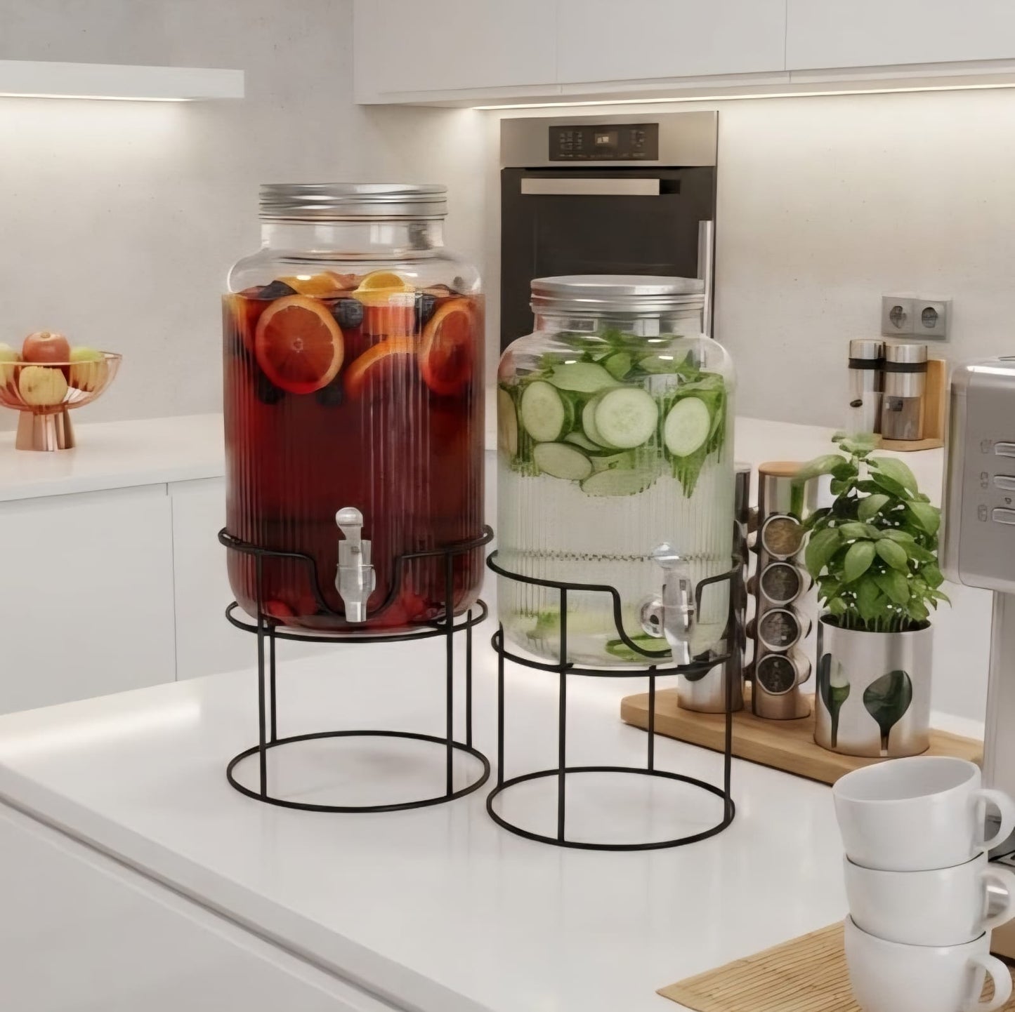 Lined Glass Dispenser with Stand
