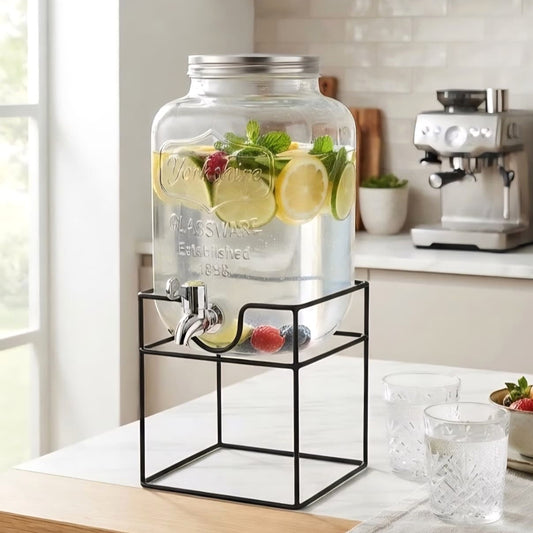 4L Glass Beverage Dispenser with Stand