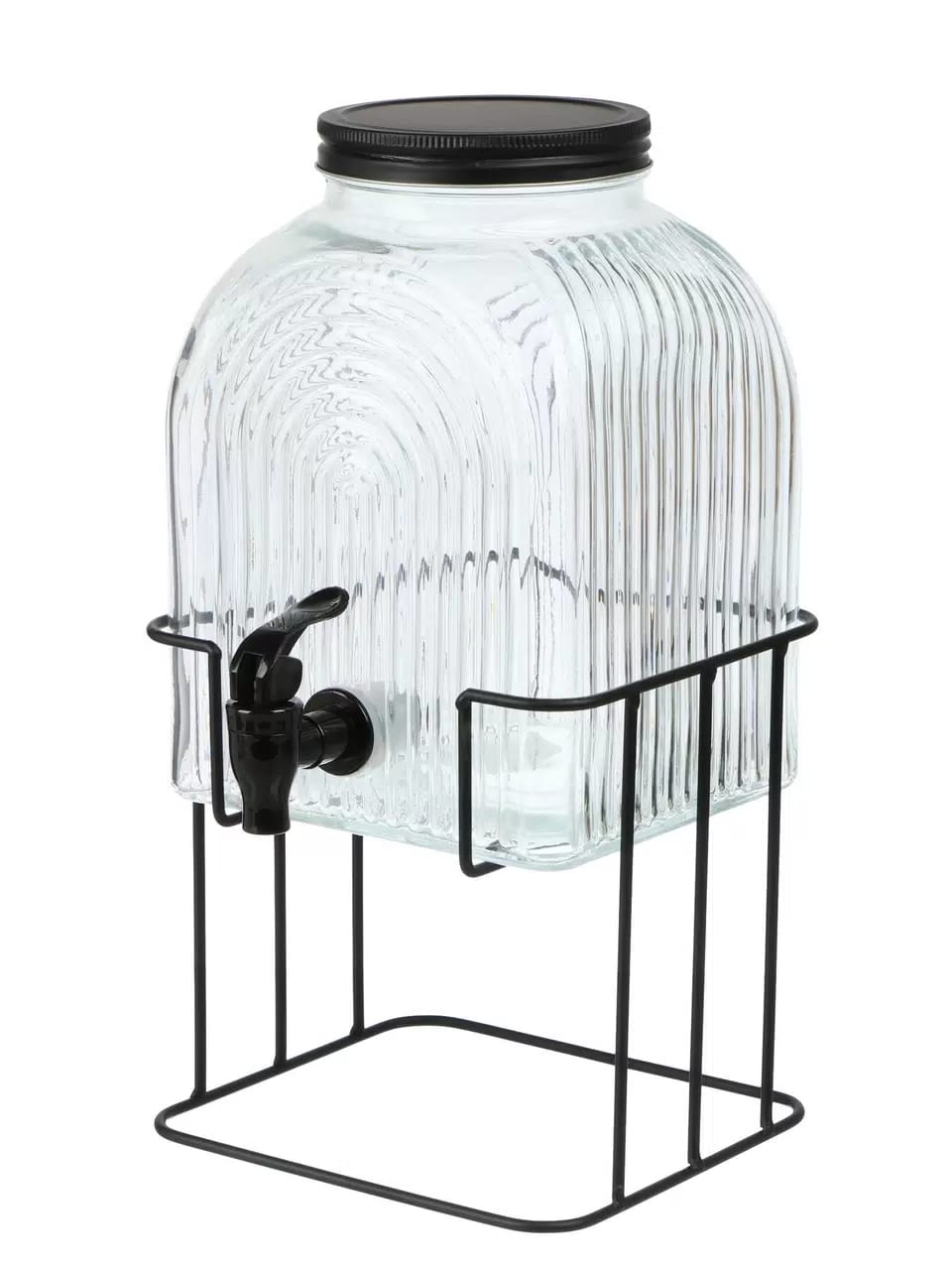 Lined Glass Beverage Dispenser with Stand