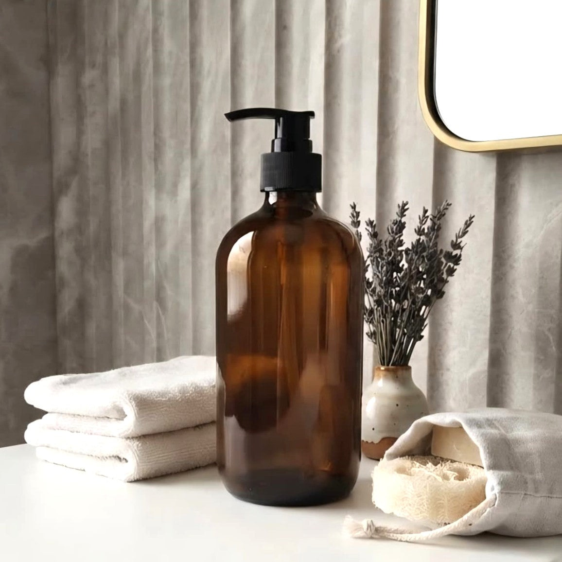 Glass Soap Dispenser Amber