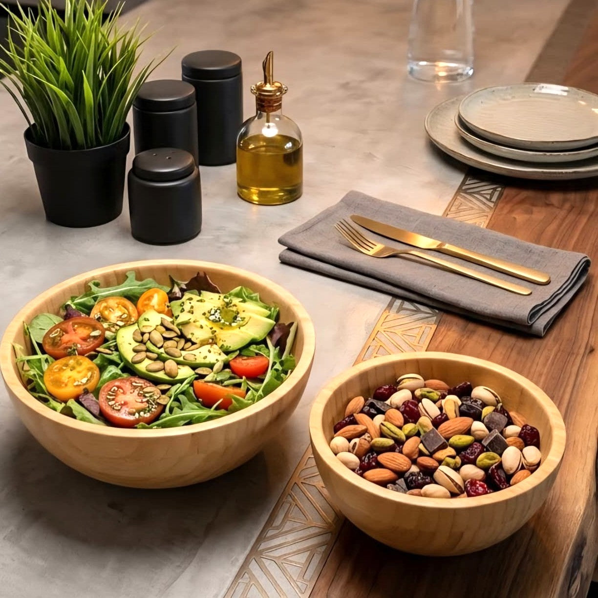 Wooden Bamboo Bowl