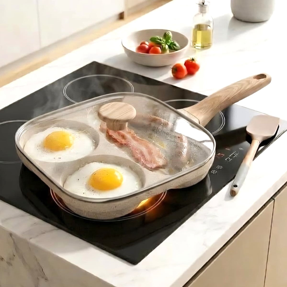3-Section Frying Pan with Lid