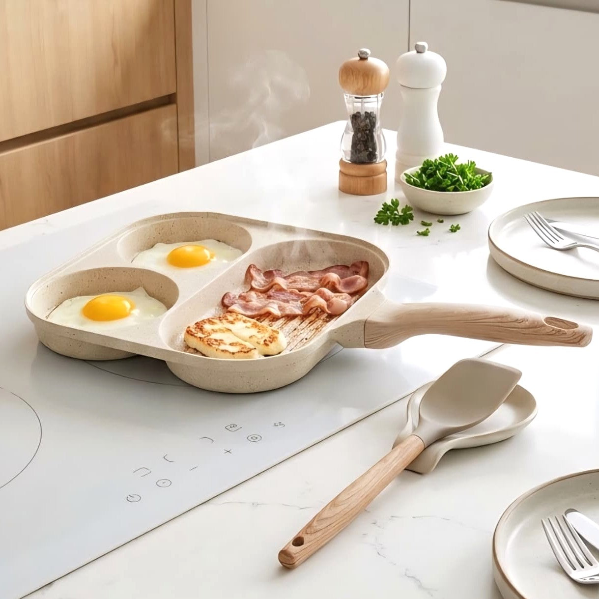 3-Section Frying Pan with Lid