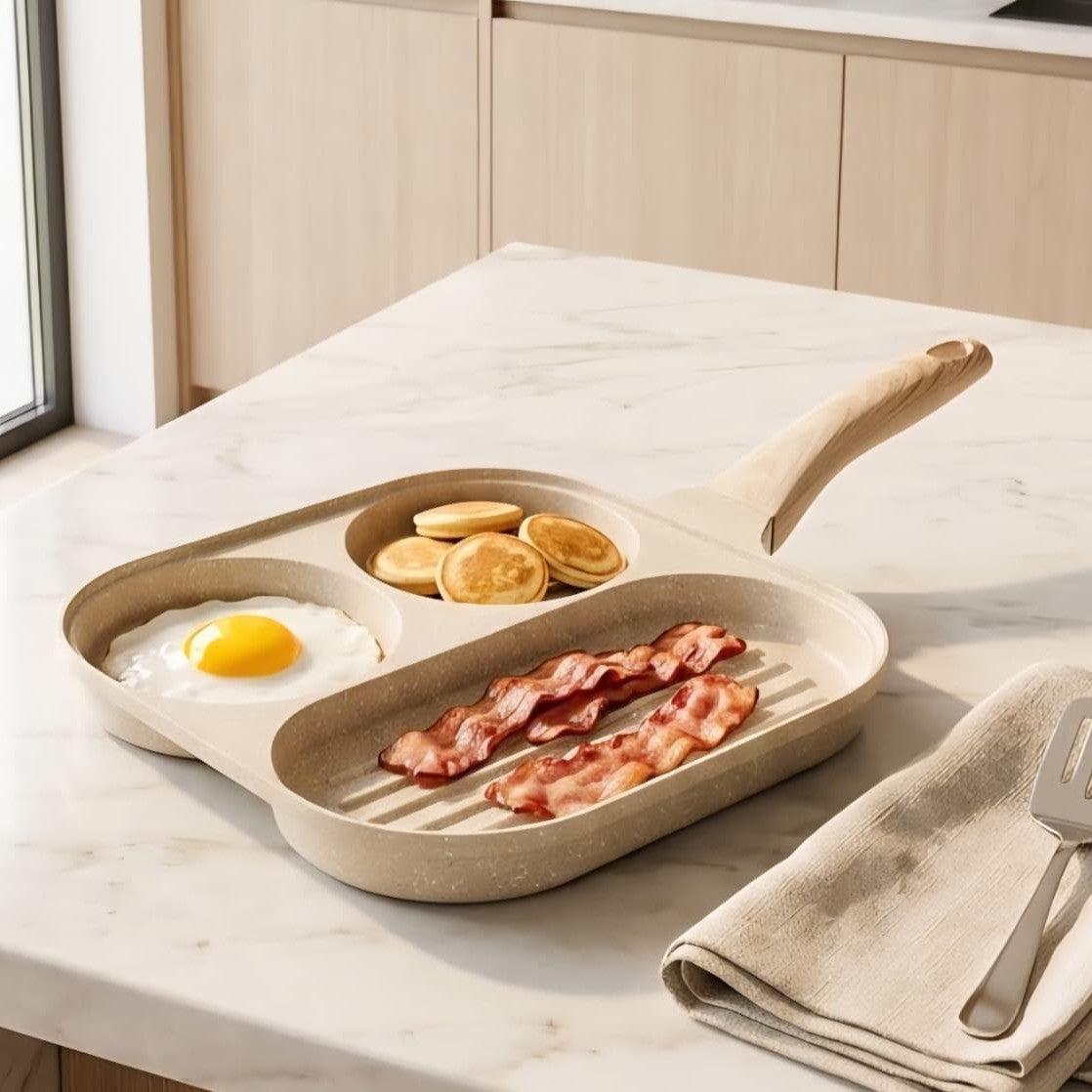 3-Section Frying Pan with Lid