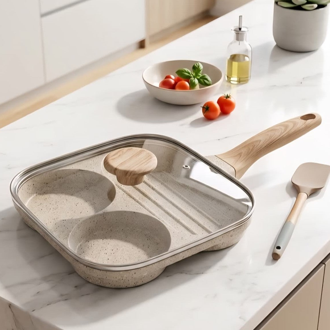 3-Section Frying Pan with Lid