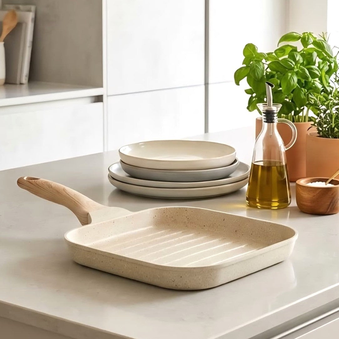 Square Frying Pan Beige