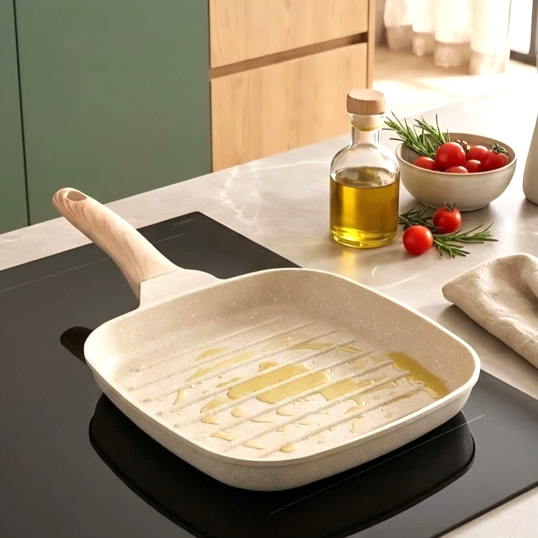 Square Frying Pan Beige