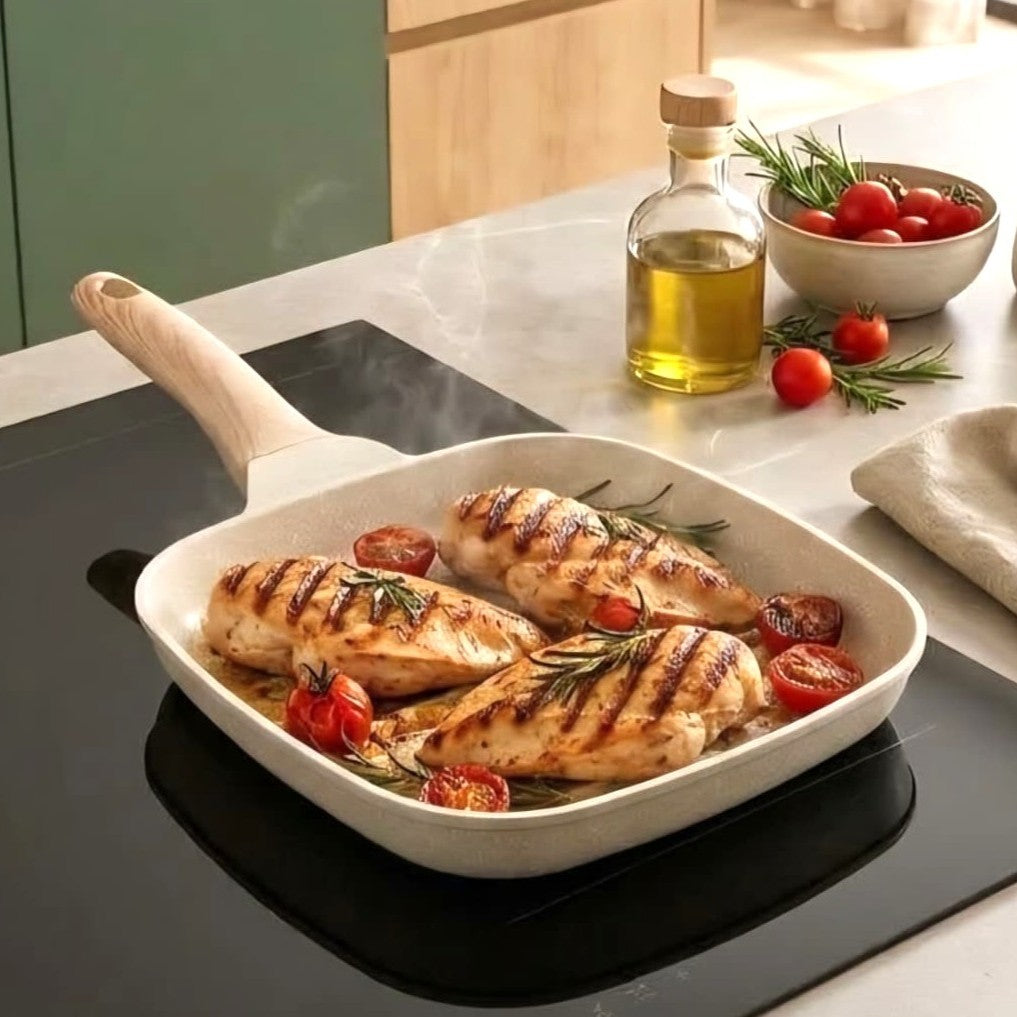 Square Frying Pan Beige