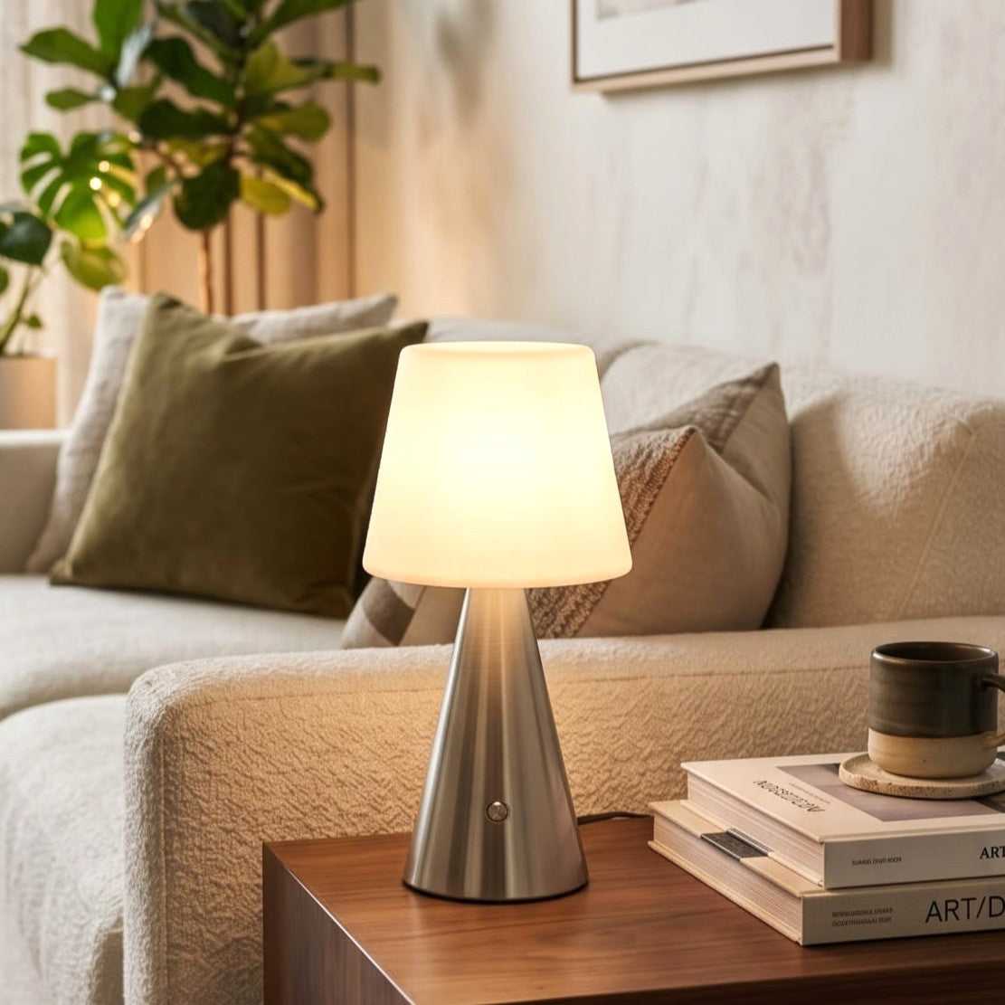 Cone LED Table Lamp Silver