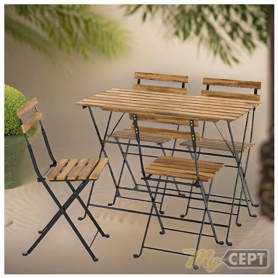 Wooden Outdoor Table with 4 Chairs