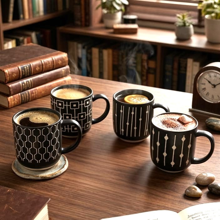450ml Tea/Coffee Mug Black - Set of 4