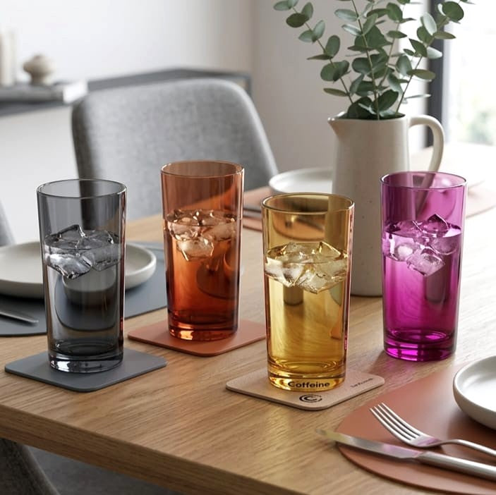 460ml Tall Multi-Color Glass Set of 4
