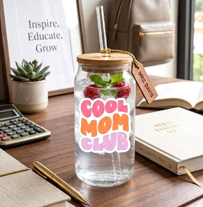 Cool Mom Club Glass with Straw 500ml