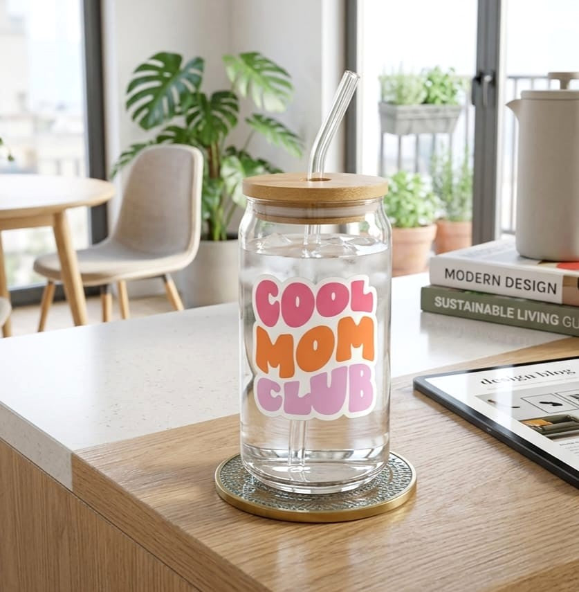 Cool Mom Club Glass with Straw 500ml